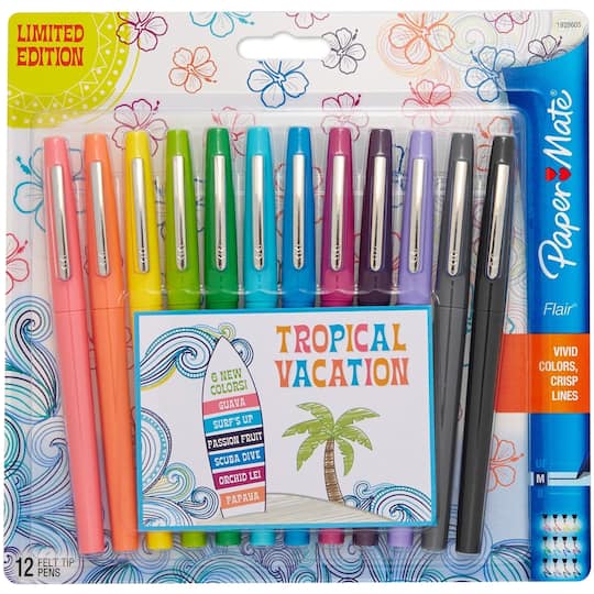 Paper Mate&#xAE; Flair&#xAE; Medium Tropical Vacation Felt Tip Pens, 12ct.